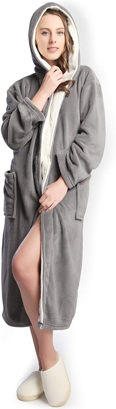#7. Hooded Women Long Bathrobe, Soft Spa Comfortable Full Length