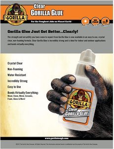 7. Gorilla Clear Glue, 3.75-ounce Bottle (Pack of 1)