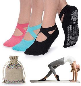 4. Yoga Socks for Women Non-Slip Grips & Straps