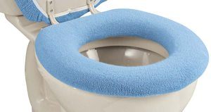 #6 Miles Kimball Elastic Cushioned Toilet Seat Cover Universal Fit Blue