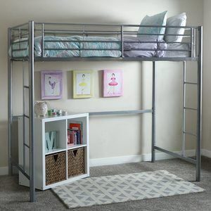 #2. Walker Edison Metal Pipe Twin Loft Bed for Kids Bedroom