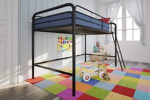 #3. DHP Junior Loft Bed, Black, With Ladder