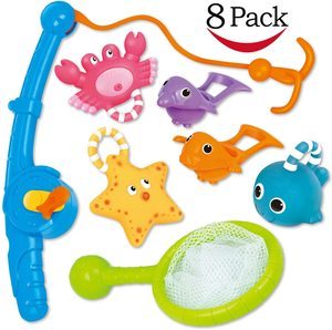 1. KarberDark Floating Squirts Toy and Water Scoop