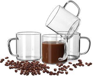 11. LUXU Glass Coffee Mugs Set of 4