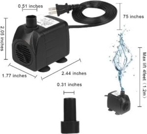 5. JEREPET 10W 160GPH Small Fountain Water Pump