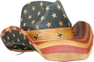 #1 Vamuss Men’s Vintage USA American Flag Cowboy Hat