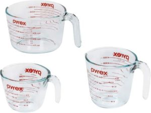 10. Pyrex Glass Measuring Cup Set (3-Piece)