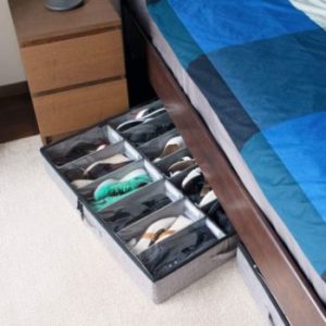 6. Low Profile Under Bed Shoe Storage Organizer