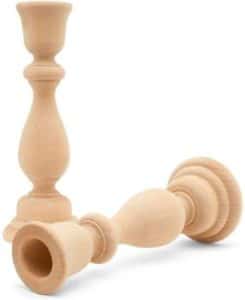 10. Woodpeckers Unfinished Wood Candlestick Holders