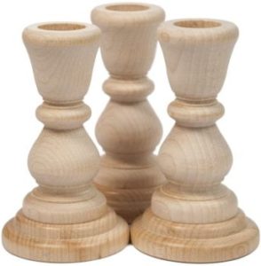 7. Candlestick Holders Unfinished Wooden 4 Inch