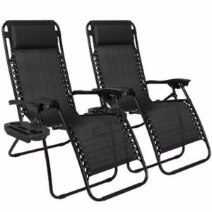 #2. Zero Gravity Black Lounge Patio Chairs