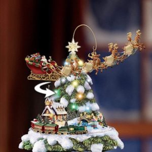 #3. Wonderland Express Animated Tabletop Christmas Tree With Train