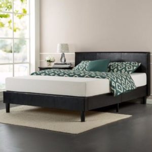 #4. Faux Leather Upholstered Platform Bed With Wooden Slats