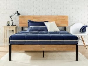 #7. Tuscan Metal & Wood Platform Bed With Wood Slat Support