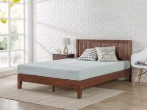 #8. 12 Inch Deluxe Wood Platform Bed With Headboard